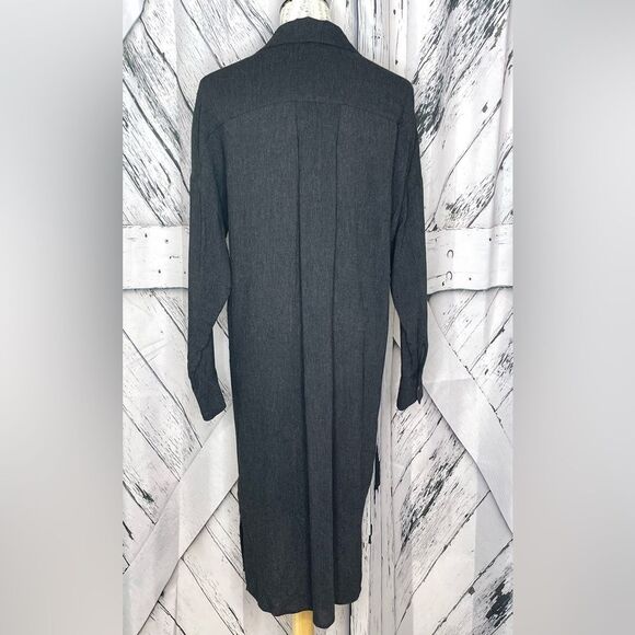 James Perse Shirt Dress Gray Wool Blend Long Sleeve Size M (2) - Picture 4 of 10